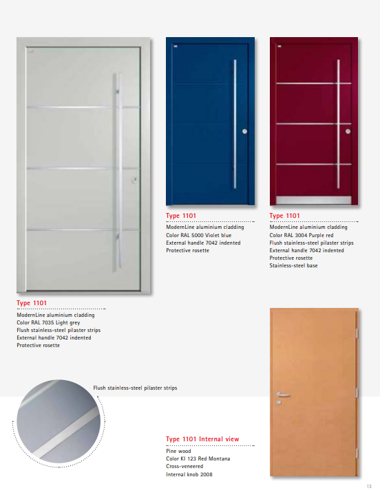 Type 1101 ModernLine – UNILUX Modern Aluminium Clad Wood Entry Door, Pilaster Strip Design, Multi-Lock Security, Custom Colors & Handles, Acoustic Insulated, Engineered for UAE Projects